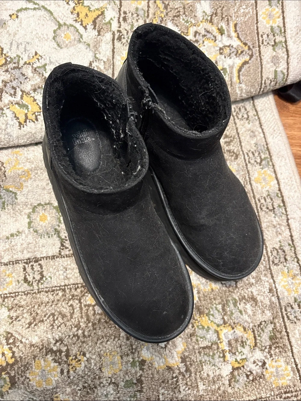 wild fable Black Suede-Look Ankle Boots